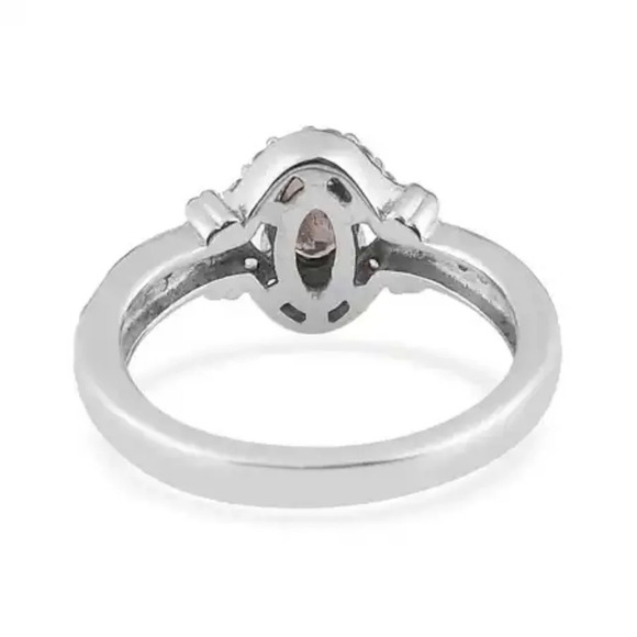 Natural Color Change Garnet & White Zircon Ring & Pendant Halo Style Set. - Picture 4 of 5